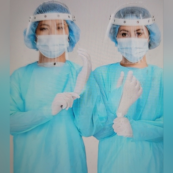 NEW 35 Waterproof apron gown tie back tie front thumb loops one size - Picture 3 of 8